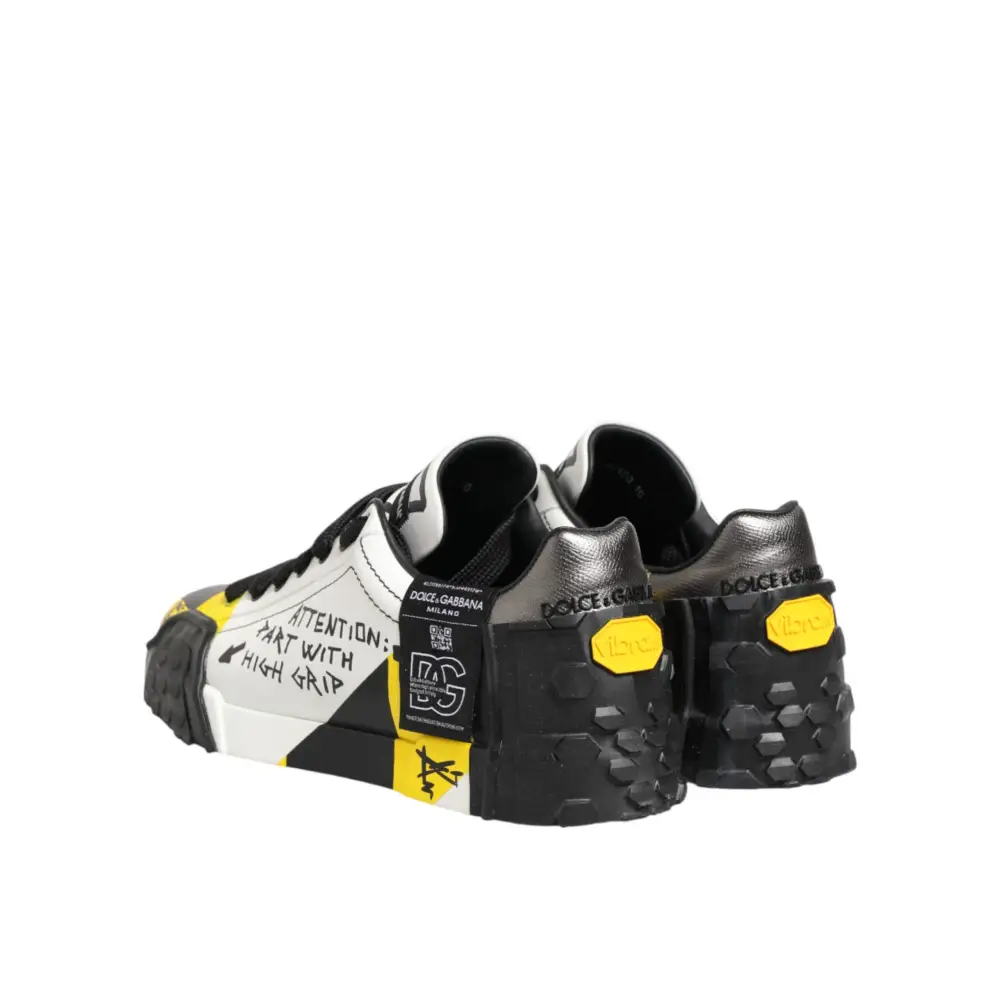 Dolce & Gabbana Mehrfarbige Leder-Graffiti-Sneakers mit niedrigem Schaft - EU44/US11