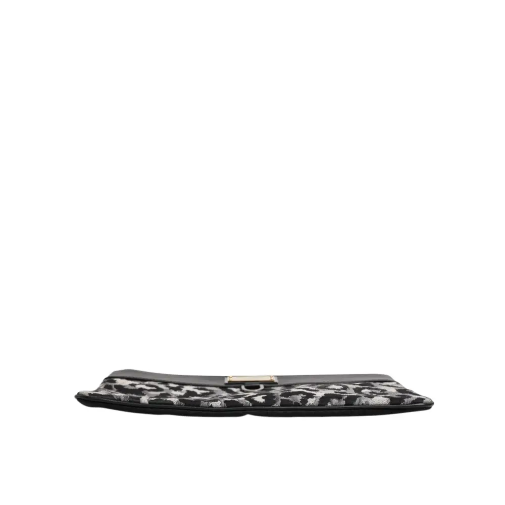 Dolce & Gabbana Mehrfarbige Leopard-Jacquard-Logo-Plakette Herren-Beuteltasche