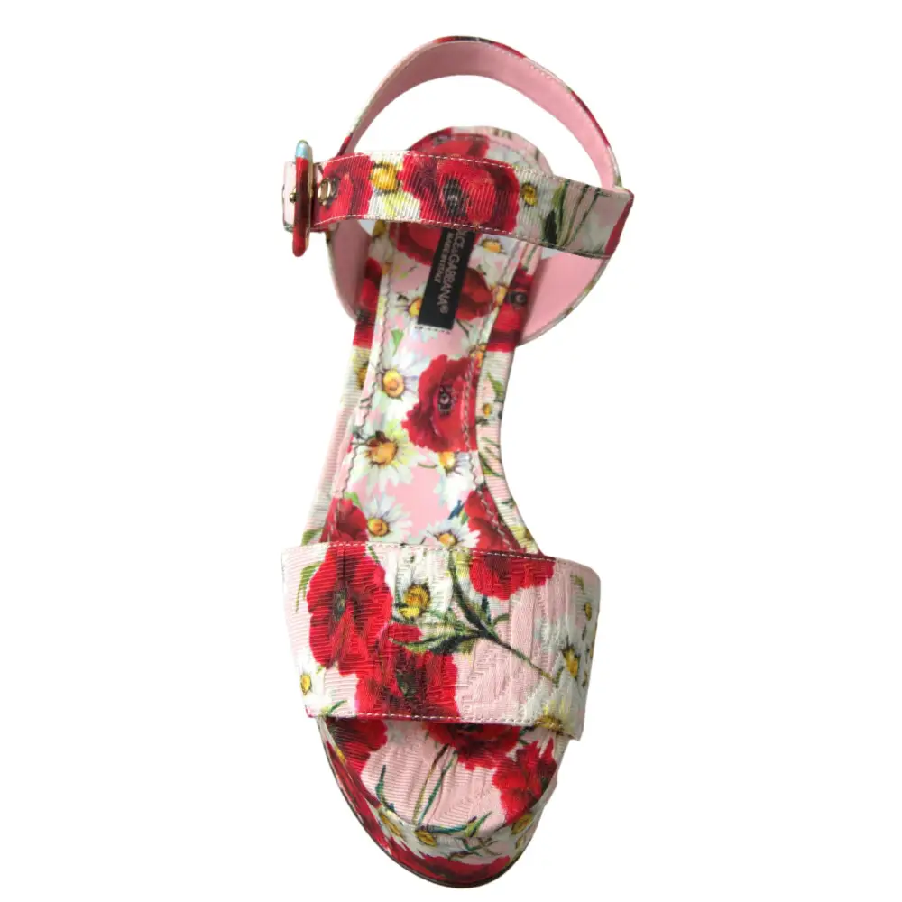 Dolce & Gabbana Mehrfarbige Wedges mit Blumendruck Florale Riemchensandalen