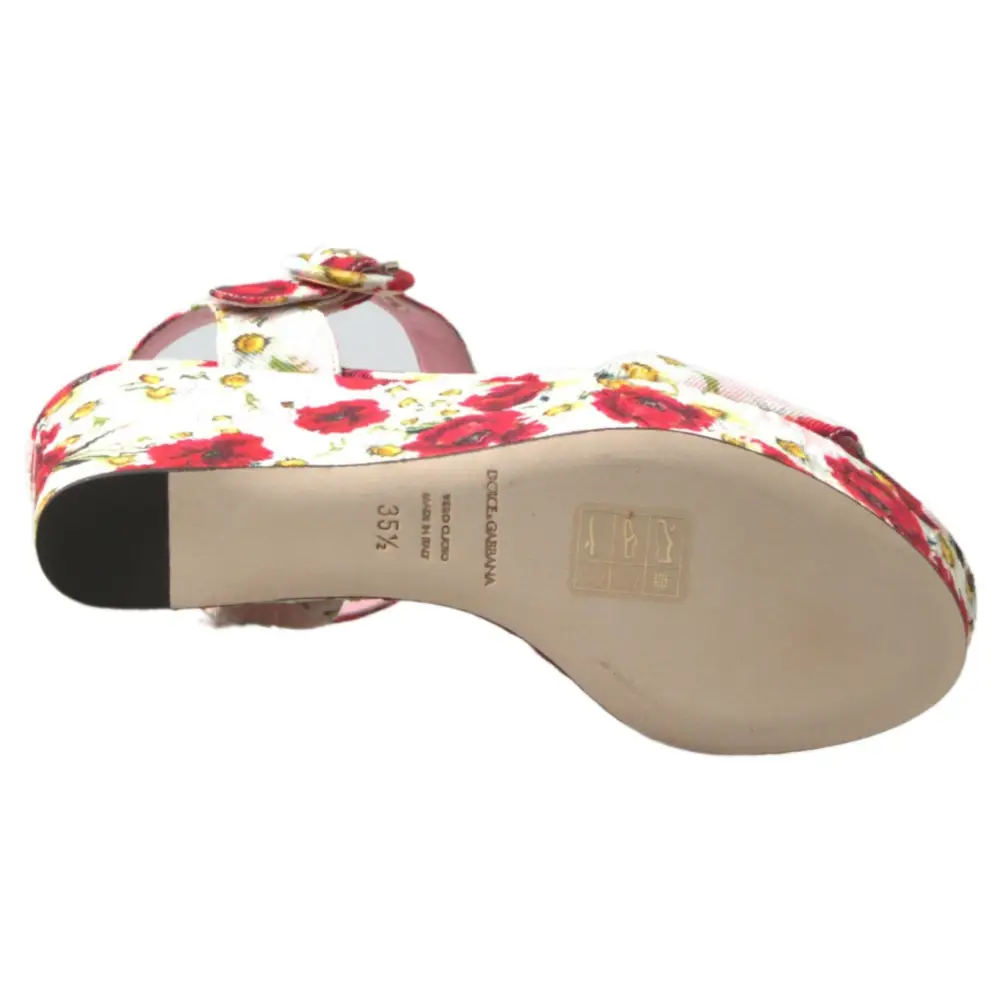 Dolce & Gabbana Mehrfarbige Wedges mit Blumendruck Florale Riemchensandalen