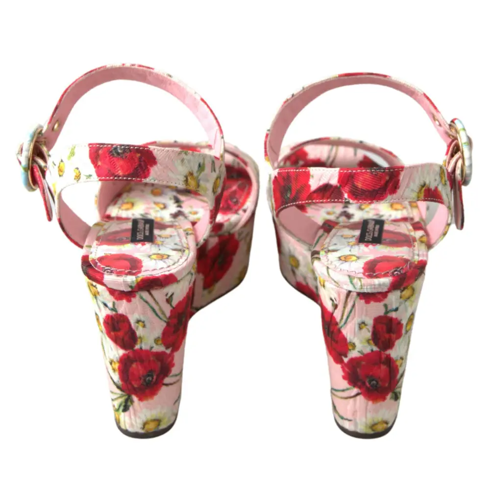 Dolce & Gabbana Mehrfarbige Wedges mit Blumendruck Florale Riemchensandalen