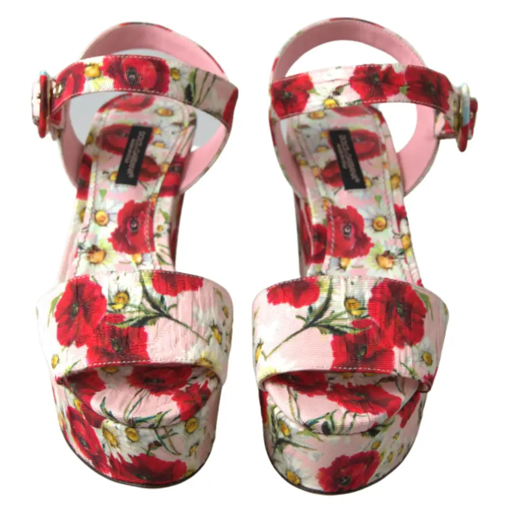 Dolce & Gabbana Mehrfarbige Wedges mit Blumendruck Florale Riemchensandalen