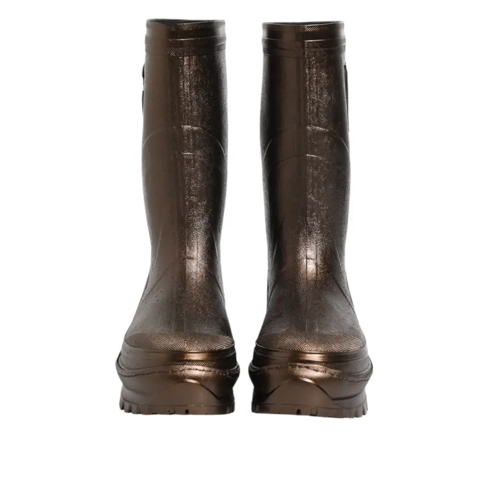 Dolce & Gabbana Metallic Bronze Pull On Regen Stiefel Schuhe - EU41/US10.5