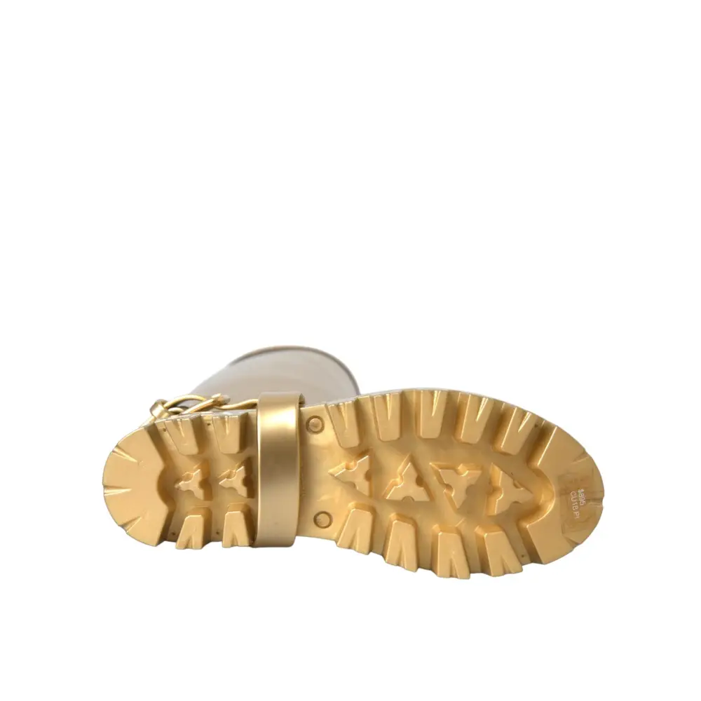 Dolce & Gabbana Metallic Gold Gummi PVC Regen Stiefel Schuhe - EU39/US8.5