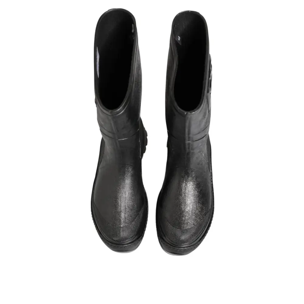 Dolce & Gabbana Metallic Schwarz Pull On Regen Stiefel Männer Schuhe - EU42/US9