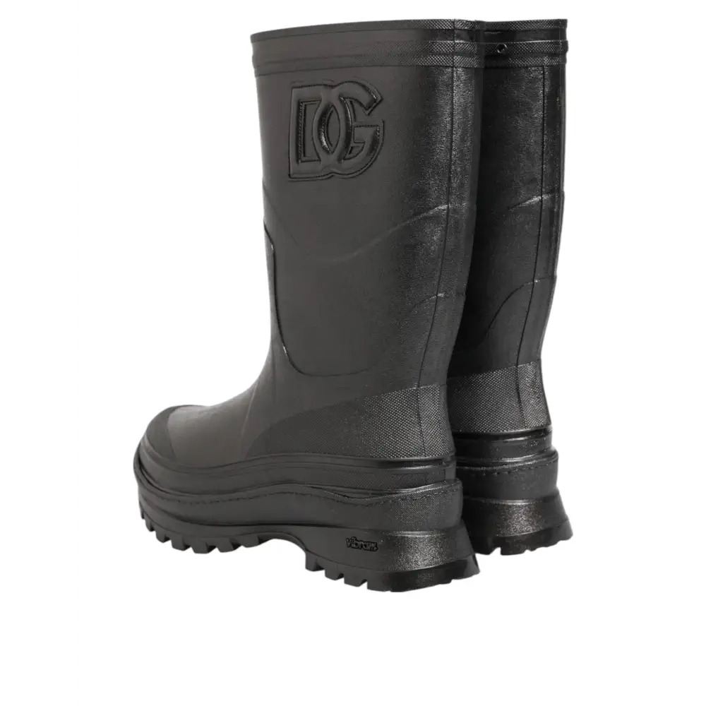 Dolce & Gabbana Metallic Schwarz Pull On Regen Stiefel Männer Schuhe - EU42/US9