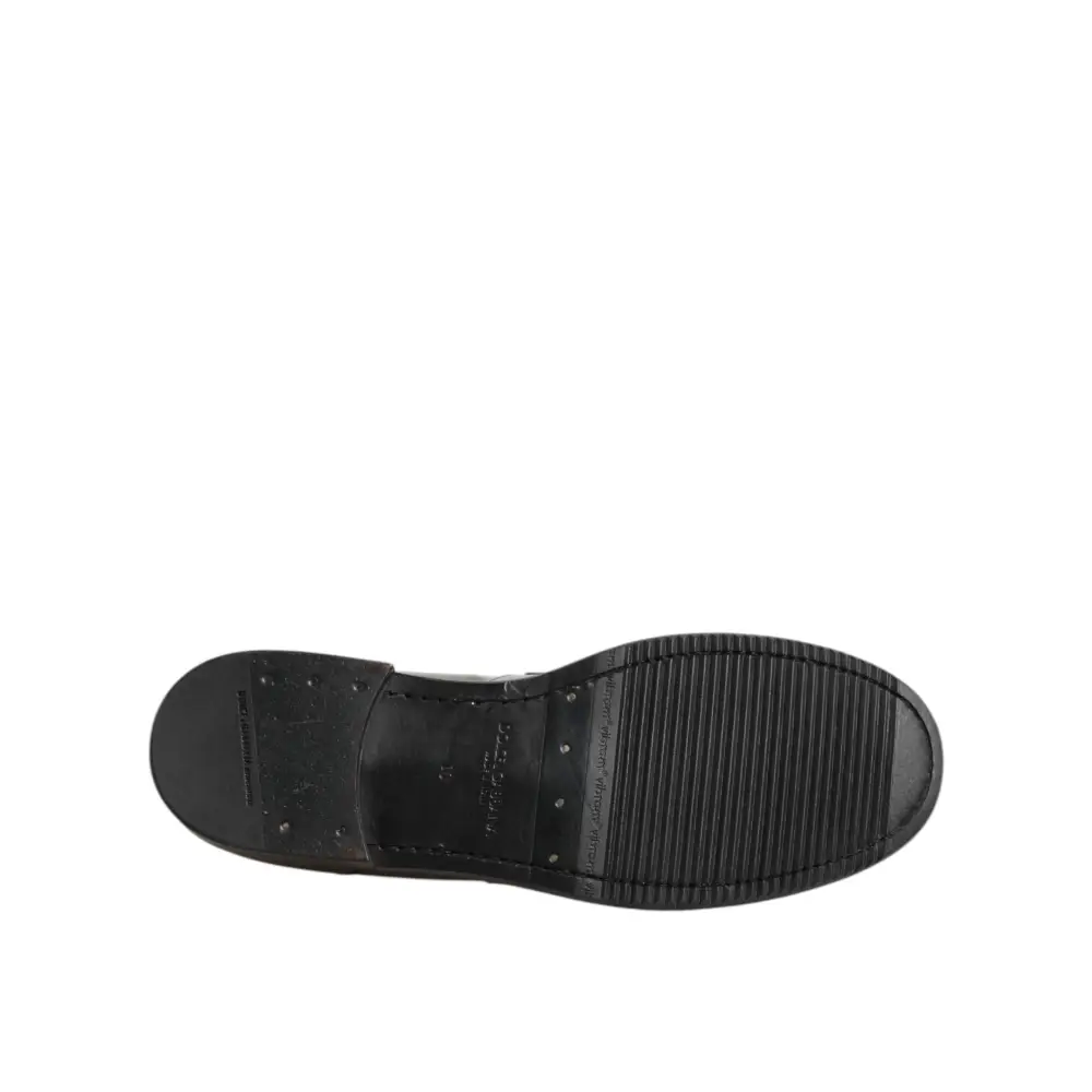 Dolce & Gabbana Metallic Silber Logo Slip On Männer Kleid Schuhe - EU44/US11