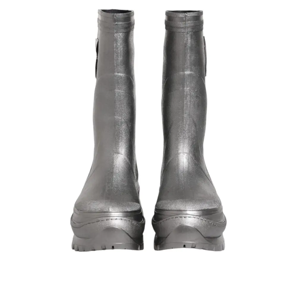 Dolce & Gabbana Metallic Silber Pull On Regen Stiefel Schuhe - EU42/US9