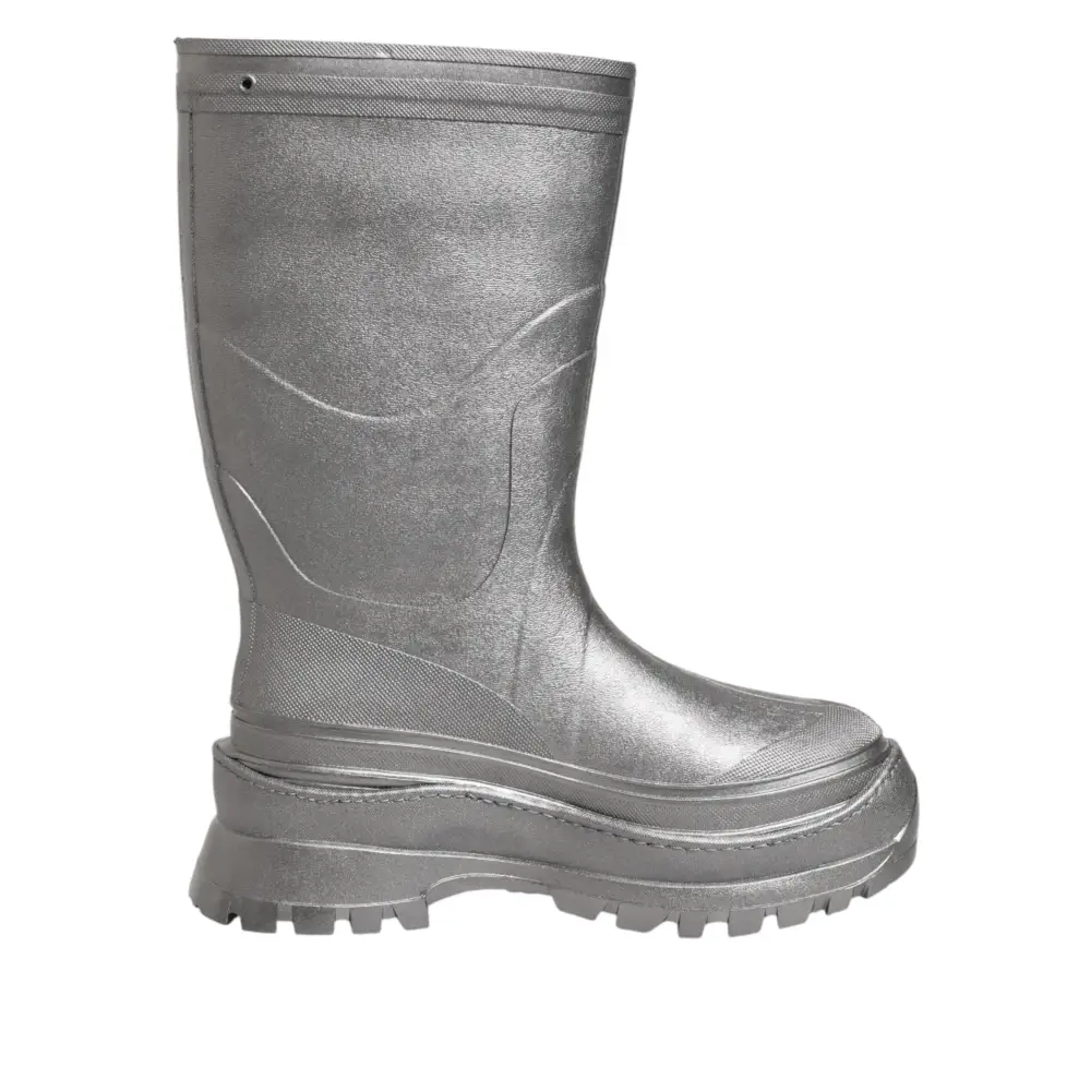 Dolce & Gabbana Metallic Silber Pull On Regen Stiefel Schuhe - EU42/US9