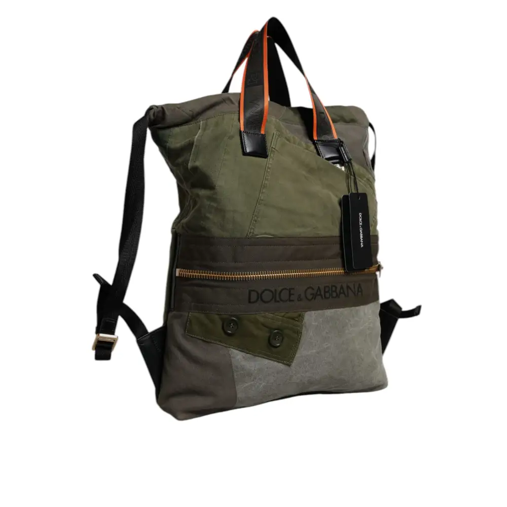 Dolce & Gabbana Militär Grün Patchwork Rucksack Rucksack Tasche