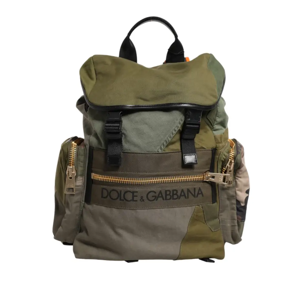 Dolce & Gabbana Militär Grün Patchwork Rucksack Rucksack Tasche