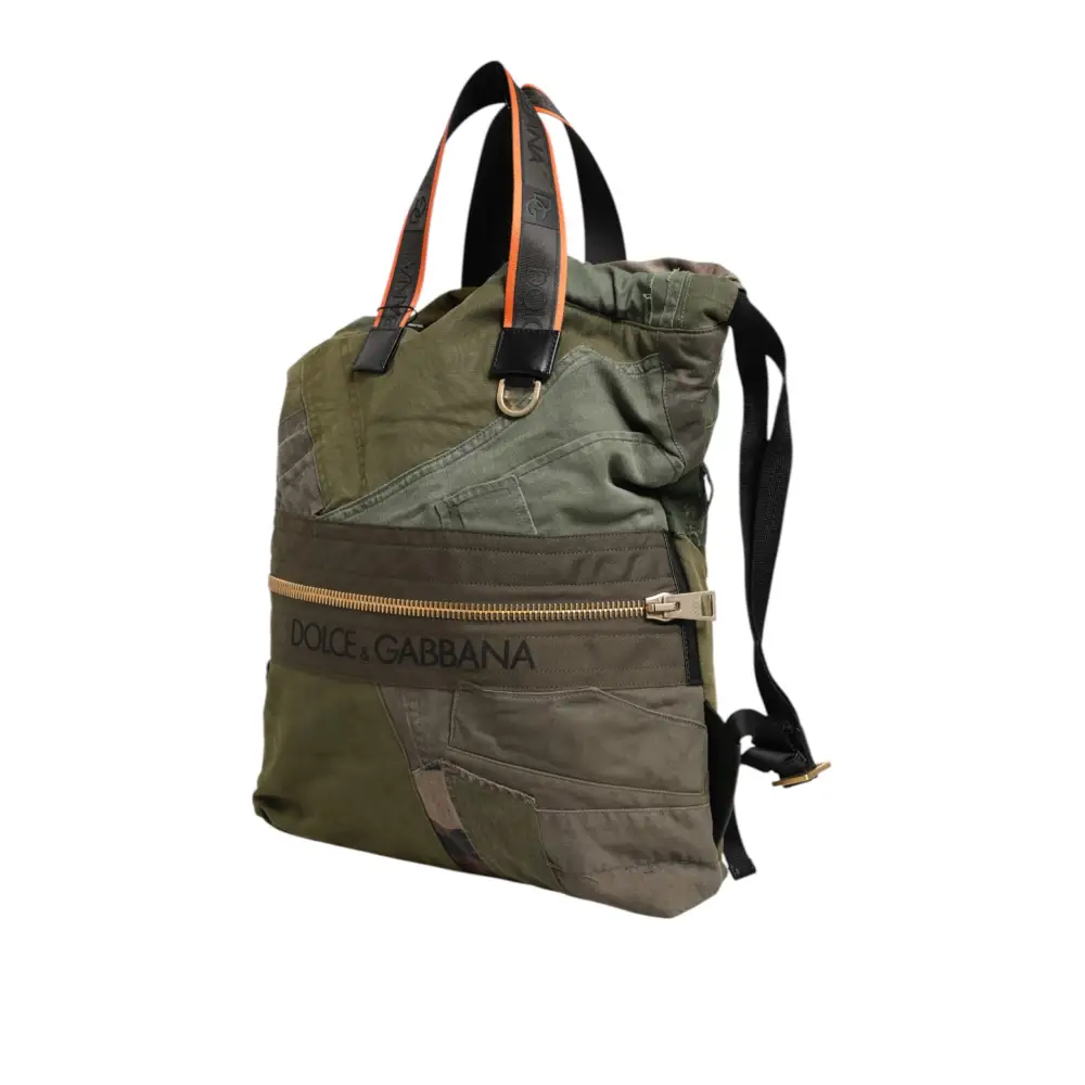 Dolce & Gabbana Militär Grün Patchwork Rucksack Rucksack Tasche