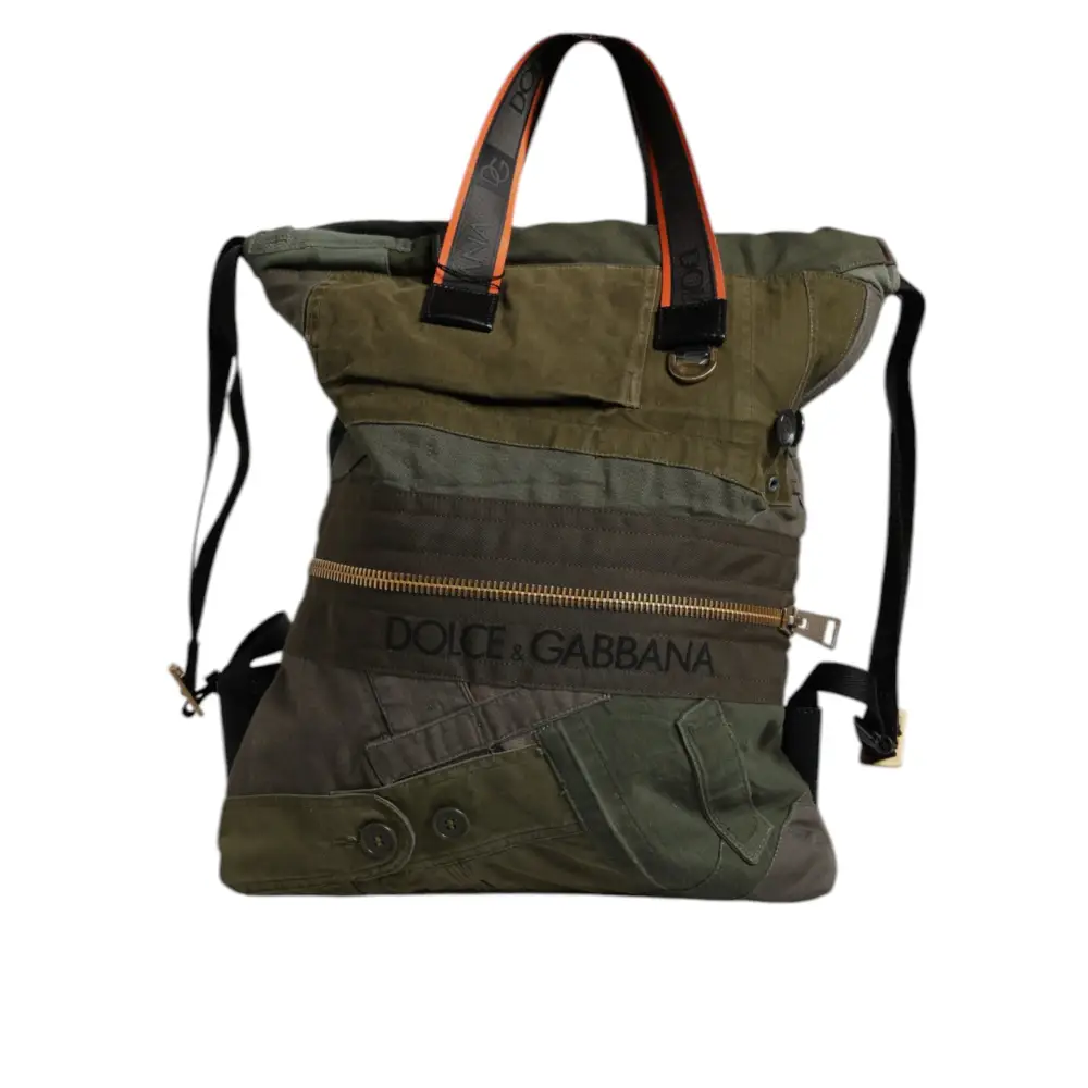 Dolce & Gabbana Militär Grün Patchwork Rucksack Rucksack Tasche