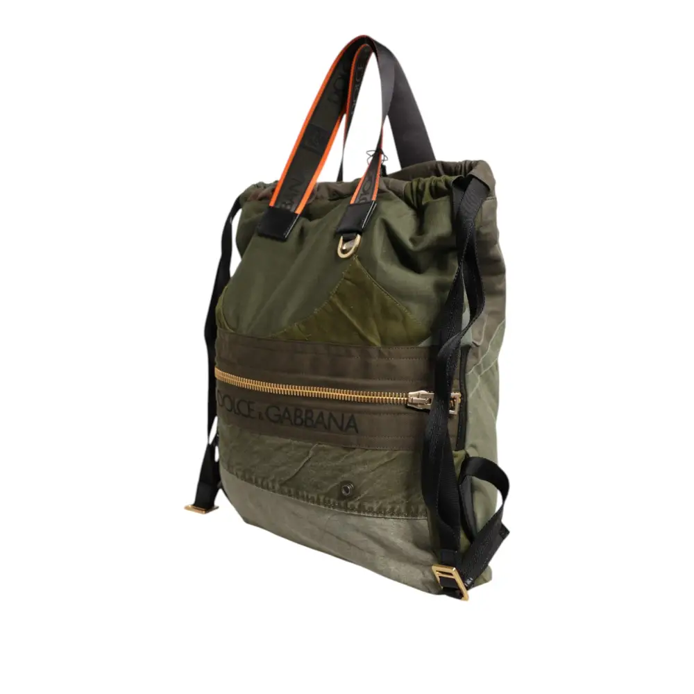 Dolce & Gabbana Militär Grün Patchwork Rucksack Rucksack Tasche