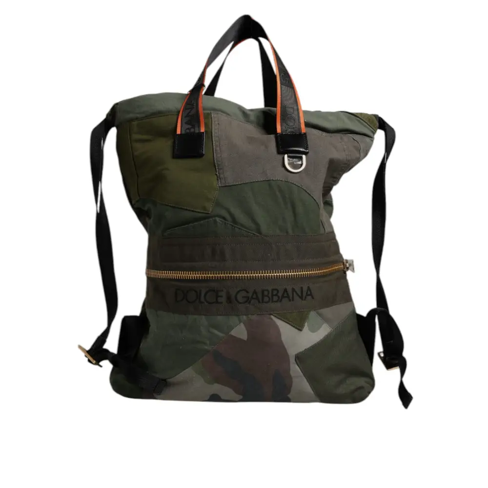 Dolce & Gabbana Militär Grün Patchwork Rucksack Rucksack Tasche