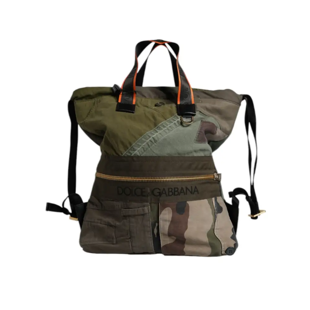 Dolce & Gabbana Militär Grün Patchwork Rucksack Rucksack Tasche