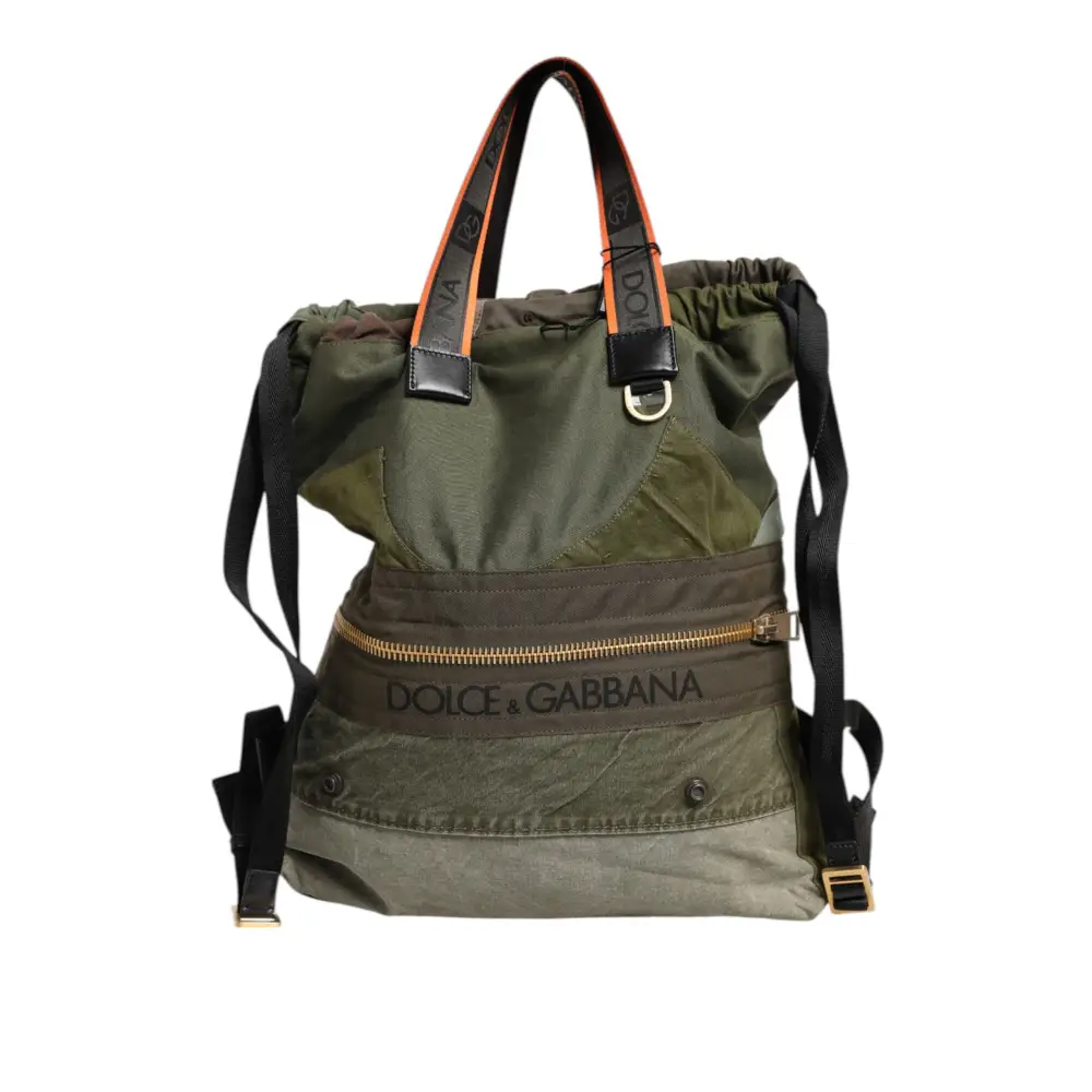 Dolce & Gabbana Militär Grün Patchwork Rucksack Rucksack Tasche