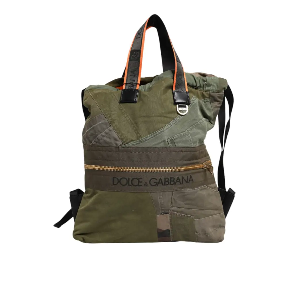 Dolce & Gabbana Militär Grün Patchwork Rucksack Rucksack Tasche