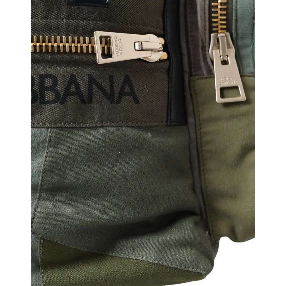 Dolce & Gabbana Militärgrüner Patchwork-Rucksack Rucksack Tasche