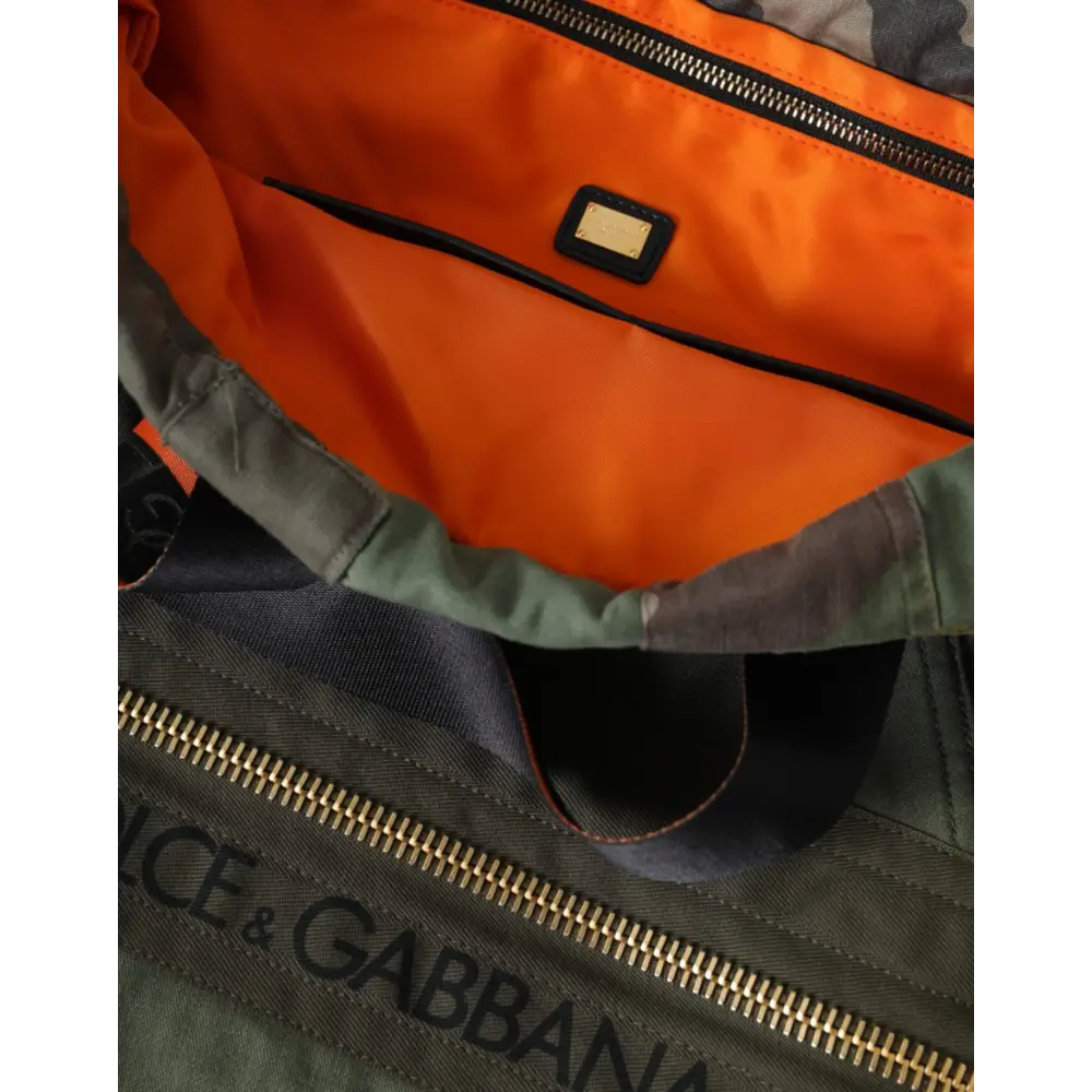 Dolce & Gabbana Militärgrüner Patchwork-Rucksack Rucksack Tasche