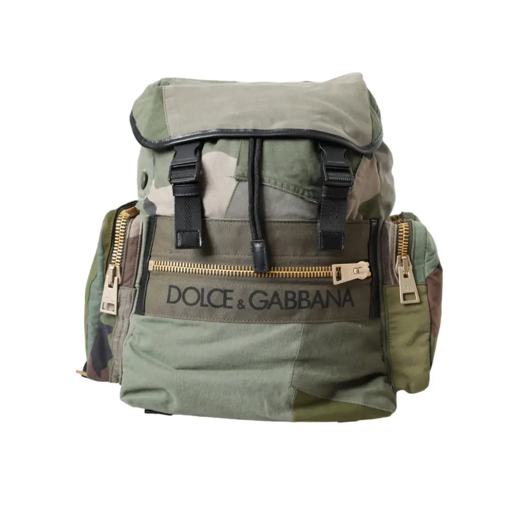 Dolce & Gabbana Militärgrüner Patchwork-Rucksack Rucksack Tasche