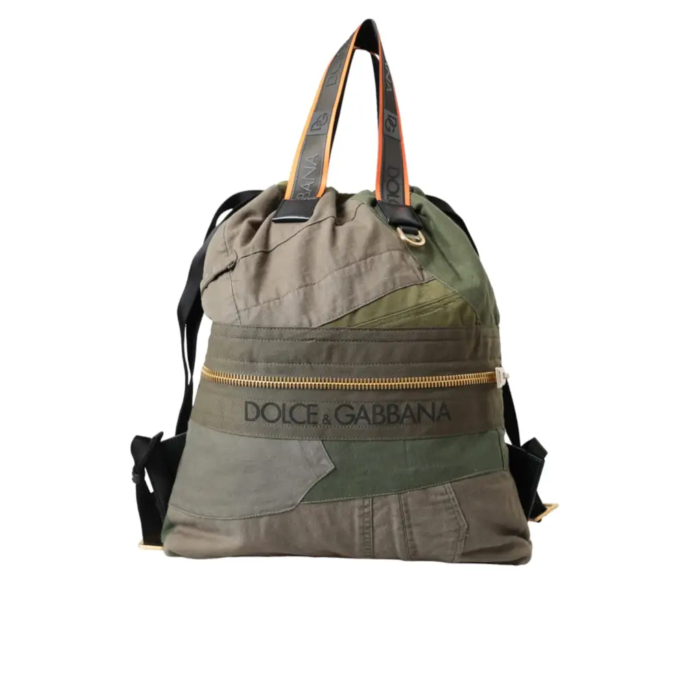 Dolce & Gabbana Militärgrüner Patchwork-Rucksack Rucksack Tasche