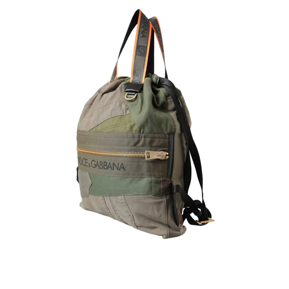Dolce & Gabbana Militärgrüner Patchwork-Rucksack Rucksack Tasche