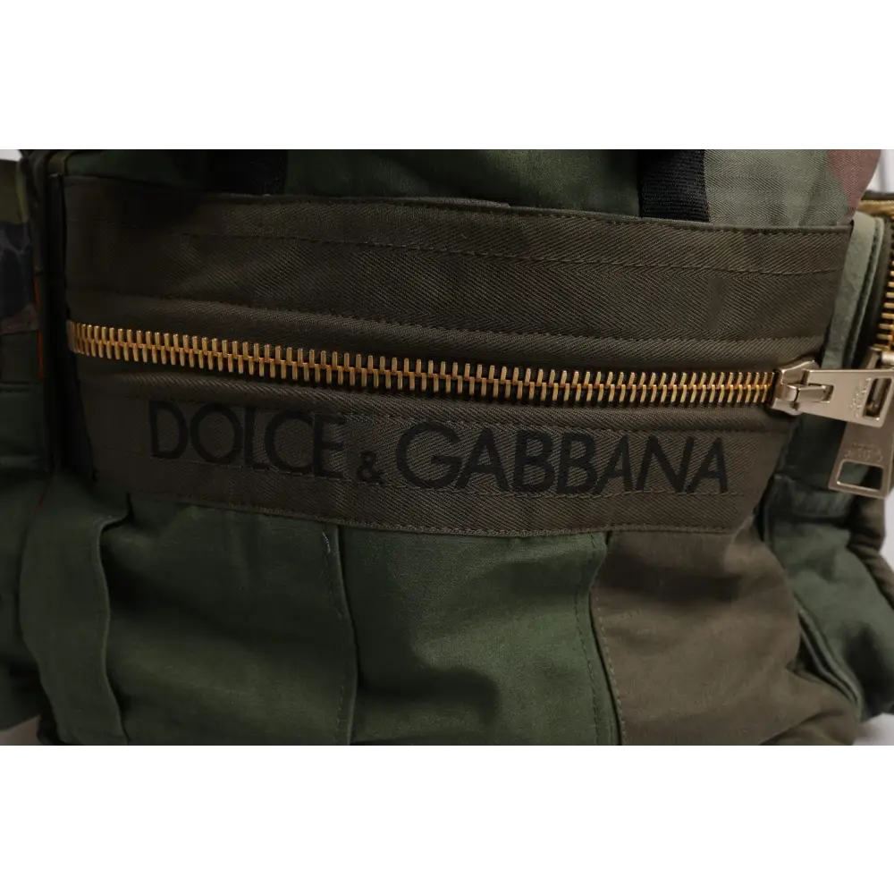 Dolce & Gabbana Militärgrünes Patchwork-Reiserucksacktasche