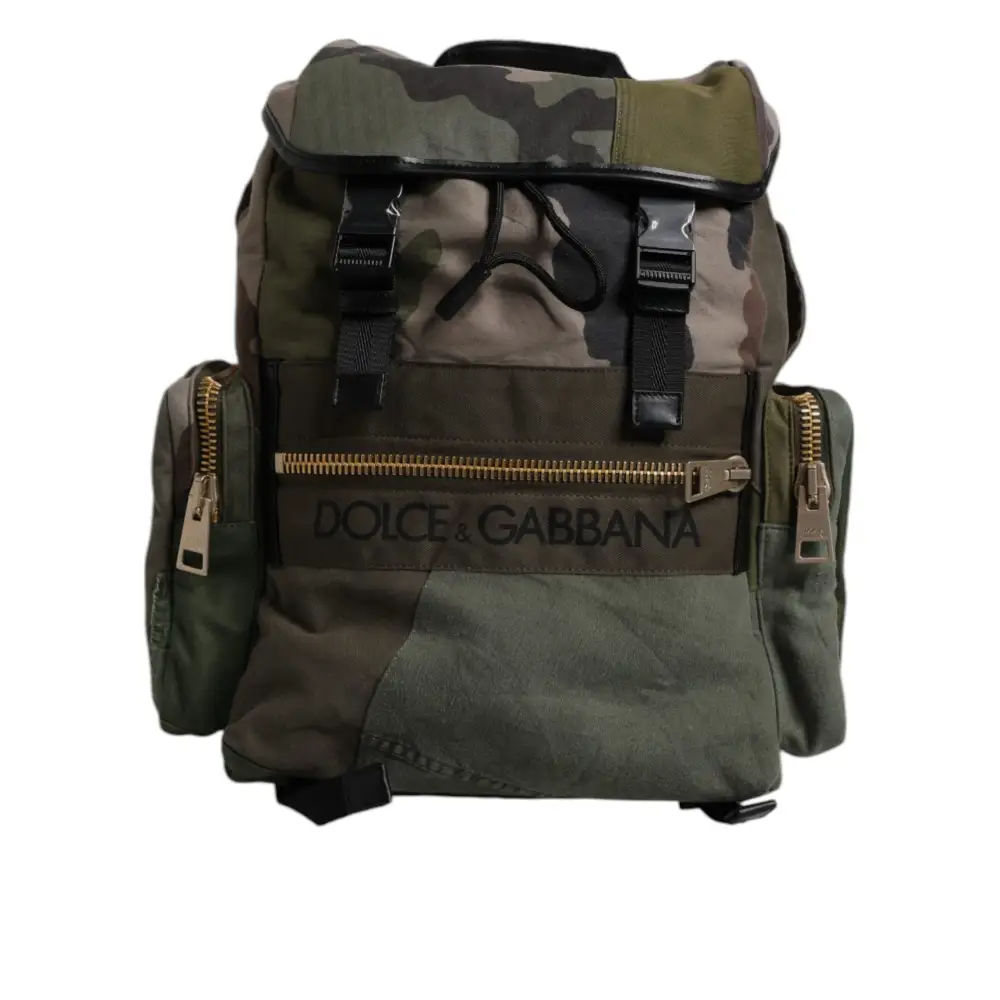Dolce & Gabbana Militärgrünes Patchwork-Reiserucksacktasche