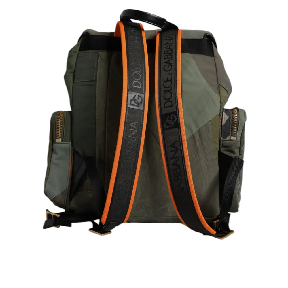 Dolce & Gabbana Militärgrünes Patchwork-Reiserucksacktasche
