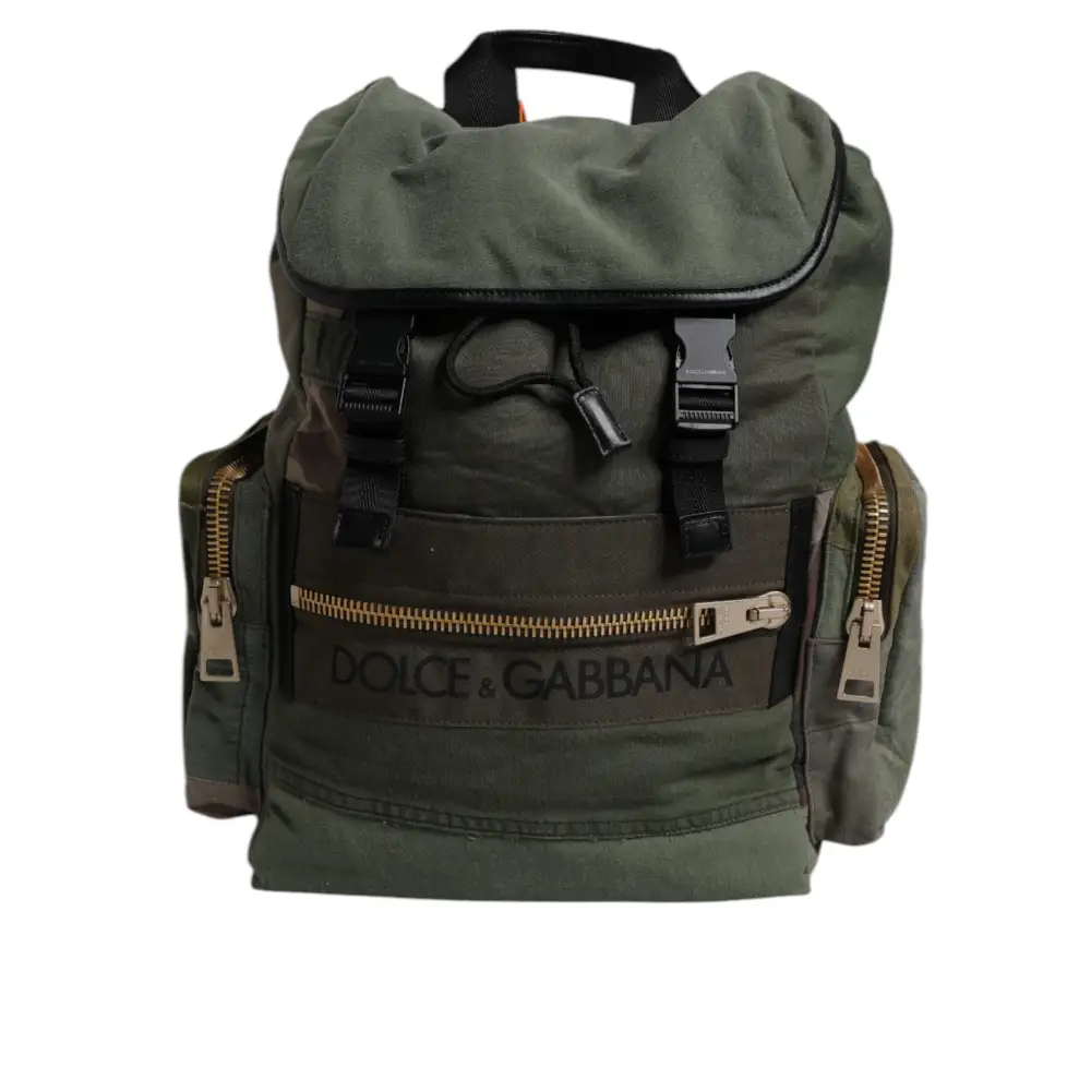 Dolce & Gabbana Militärgrünes Patchwork-Reiserucksacktasche
