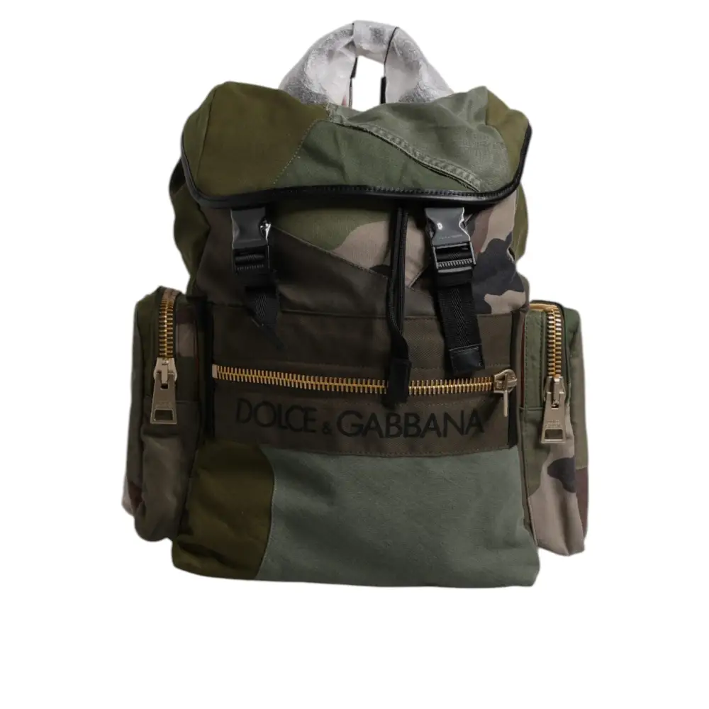 Dolce & Gabbana Militärgrünes Patchwork-Reiserucksacktasche