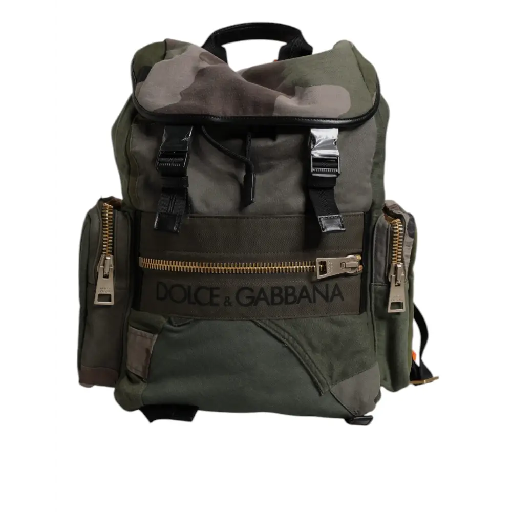 Dolce & Gabbana Militärgrünes Patchwork-Reiserucksacktasche