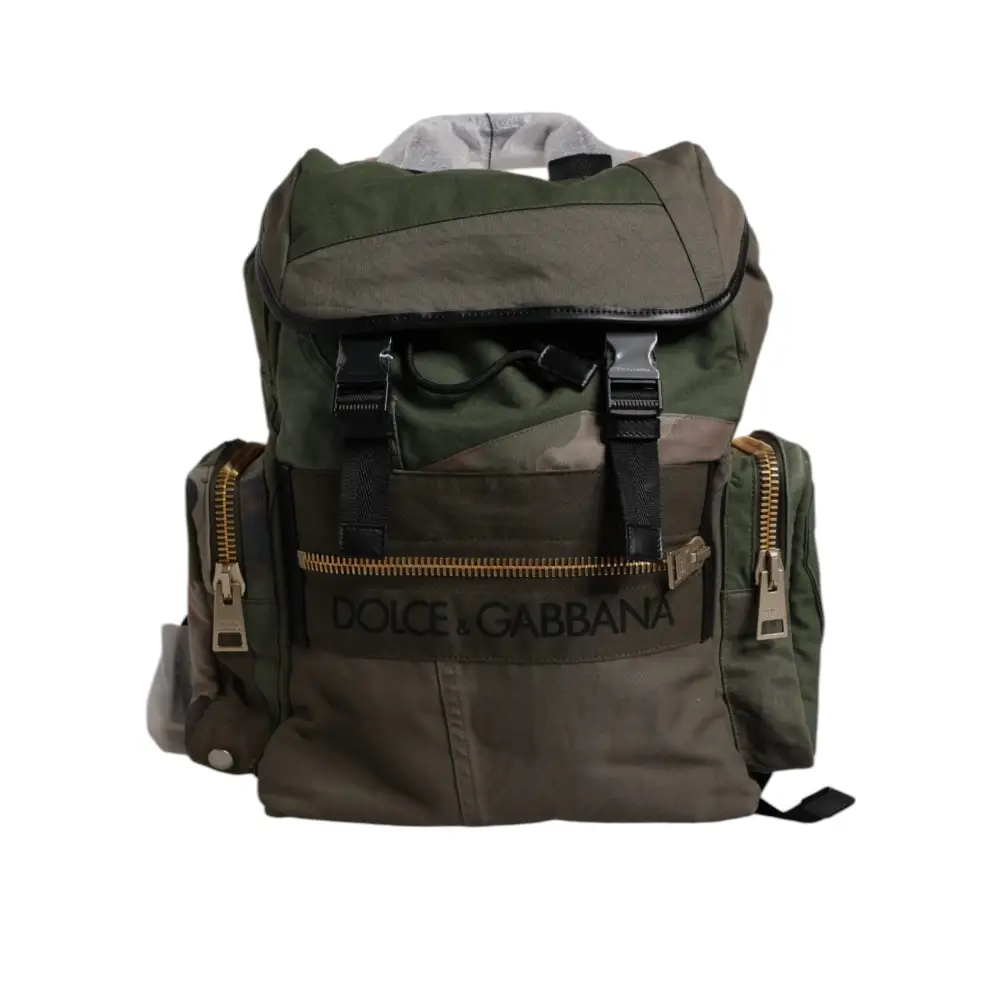 Dolce & Gabbana Militärgrünes Patchwork-Reiserucksacktasche