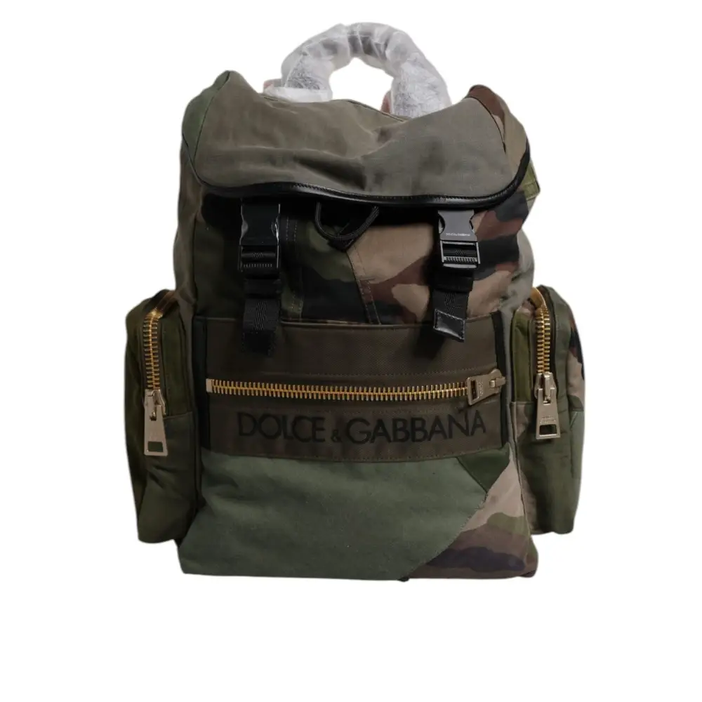 Dolce & Gabbana Militärgrünes Patchwork-Reiserucksacktasche