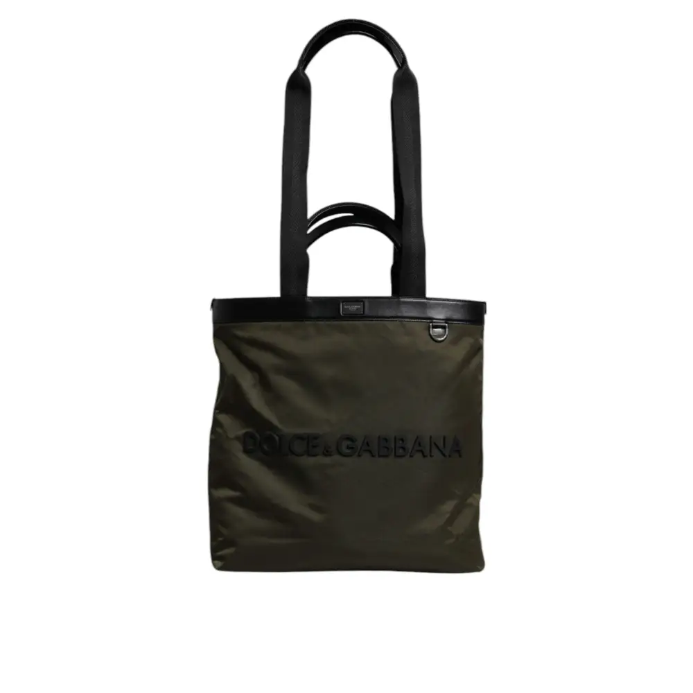 Dolce & Gabbana Militärische grüne Nylon-Schulterriemen-Tragetasche