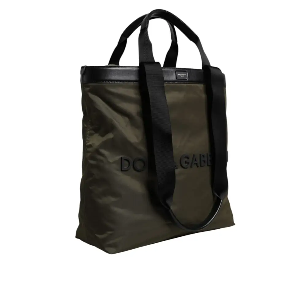 Dolce & Gabbana Militärische grüne Nylon-Schulterriemen-Tragetasche