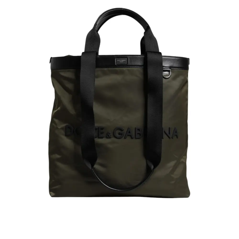Dolce & Gabbana Militärische grüne Nylon-Schulterriemen-Tragetasche