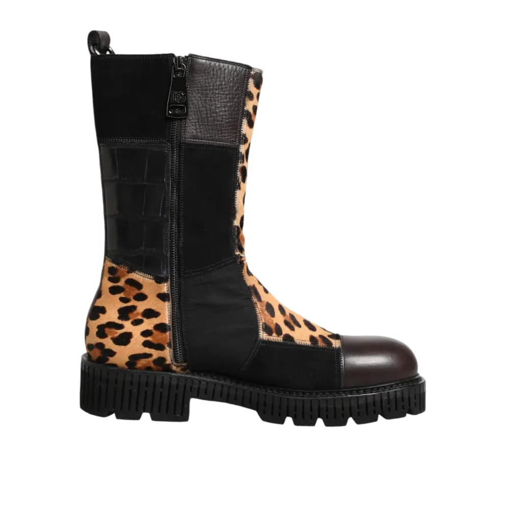 Dolce & Gabbana Mittelhohe Stiefel mit Leopardenmuster - EU44/US11