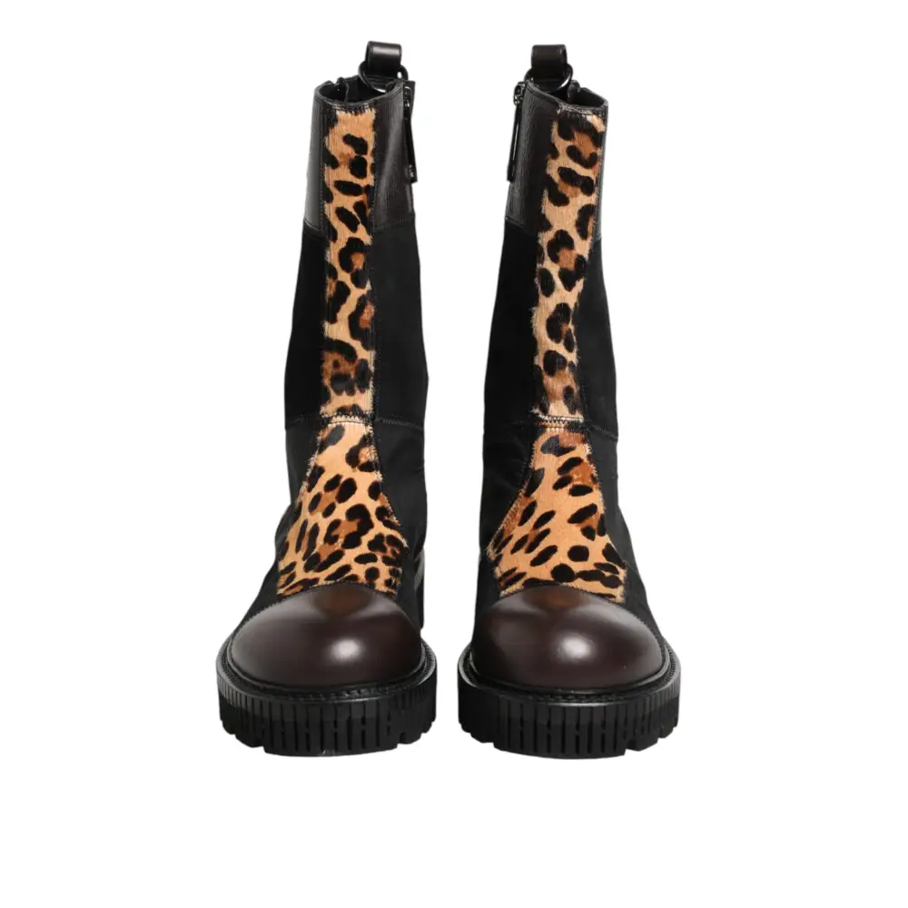 Dolce & Gabbana Mittelhohe Stiefel mit Leopardenmuster - EU44/US11