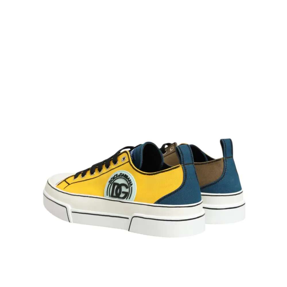 Dolce & Gabbana Multicolor Baumwolle Logo Low Top Sneakers Schuhe - EU44/US11