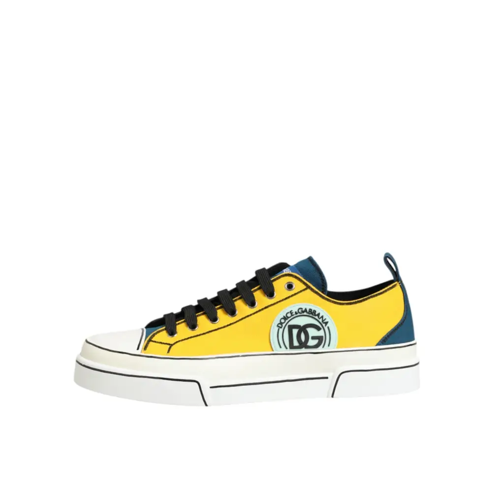 Dolce & Gabbana Multicolor Baumwolle Logo Low Top Sneakers Schuhe - EU44/US11