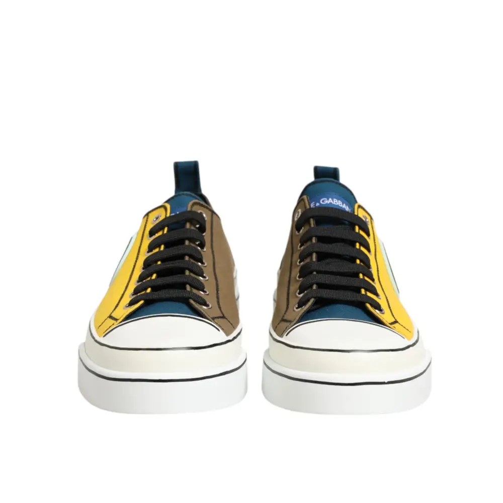 Dolce & Gabbana Multicolor Baumwolle Logo Low Top Sneakers Schuhe - EU44/US11