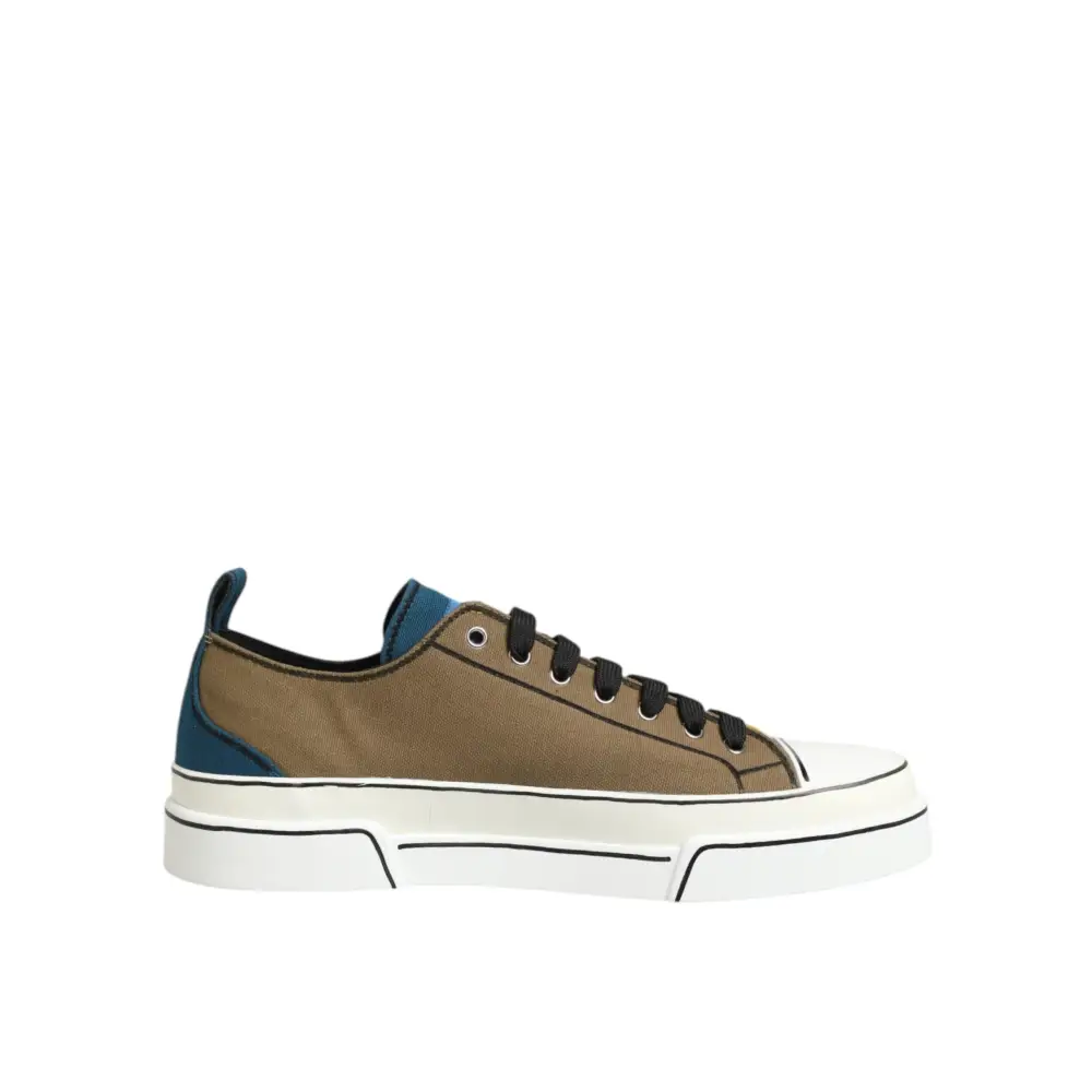 Dolce & Gabbana Multicolor Baumwolle Logo Low Top Sneakers Schuhe - EU44/US11