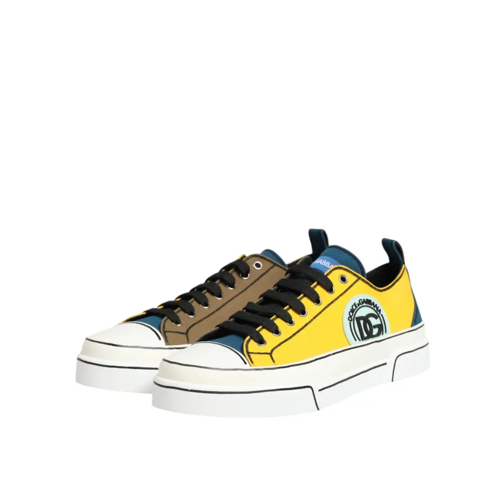 Dolce & Gabbana Multicolor Baumwolle Logo Low Top Sneakers Schuhe - EU44/US11