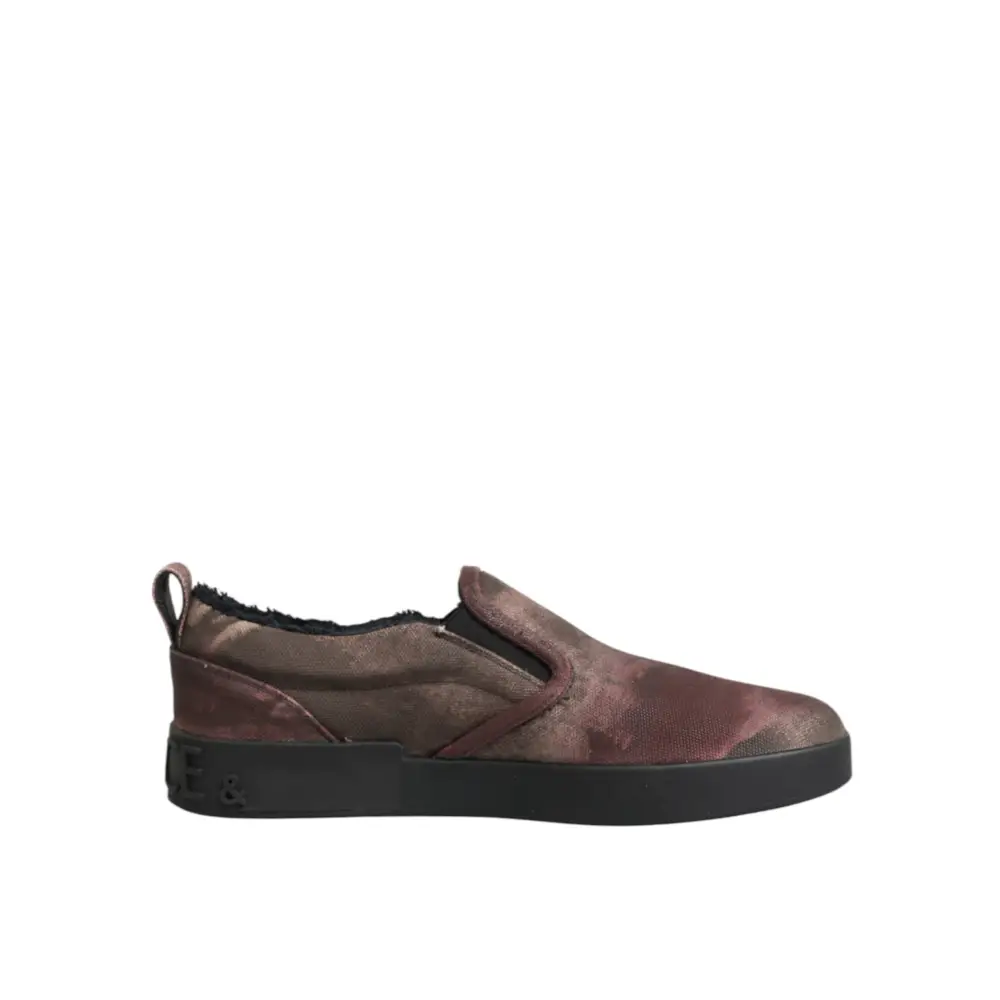 Dolce & Gabbana Multicolor Baumwolle Low Top Slip On Männer Turnschuhe Schuhe - EU44/US11