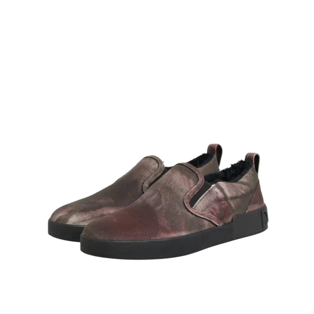 Dolce & Gabbana Multicolor Baumwolle Low Top Slip On Männer Turnschuhe Schuhe - EU44/US11