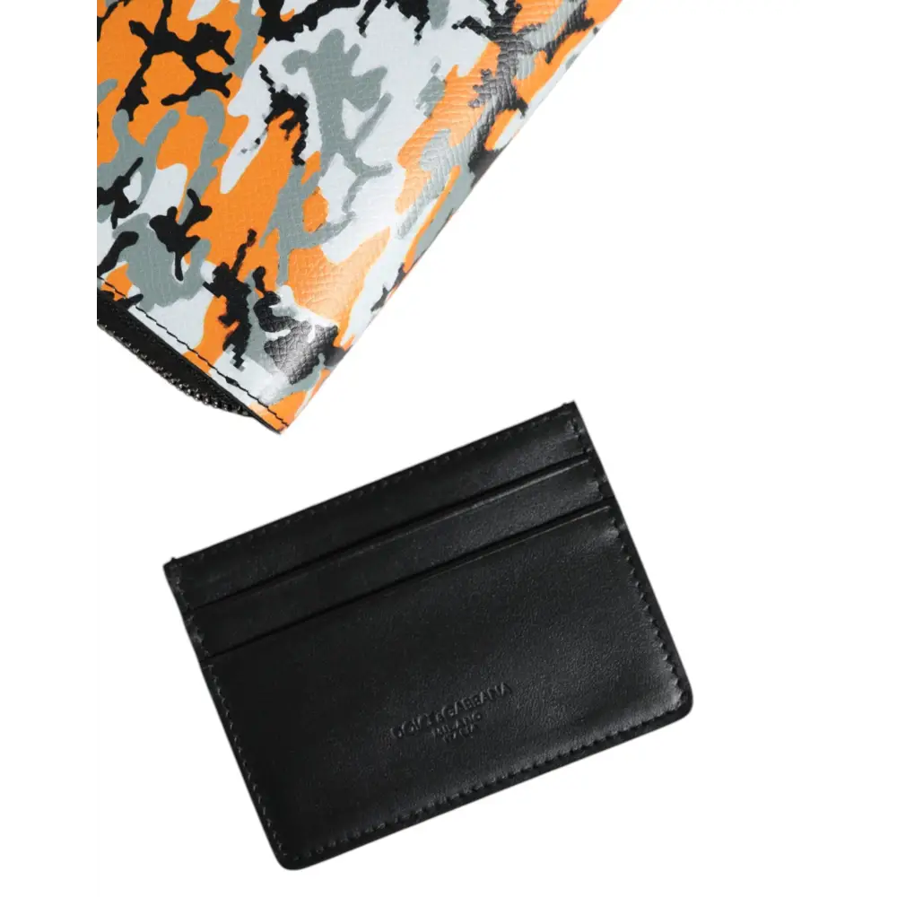 Dolce & Gabbana Multicolor Camouflage Leder Geldbörse Cross Body Bag