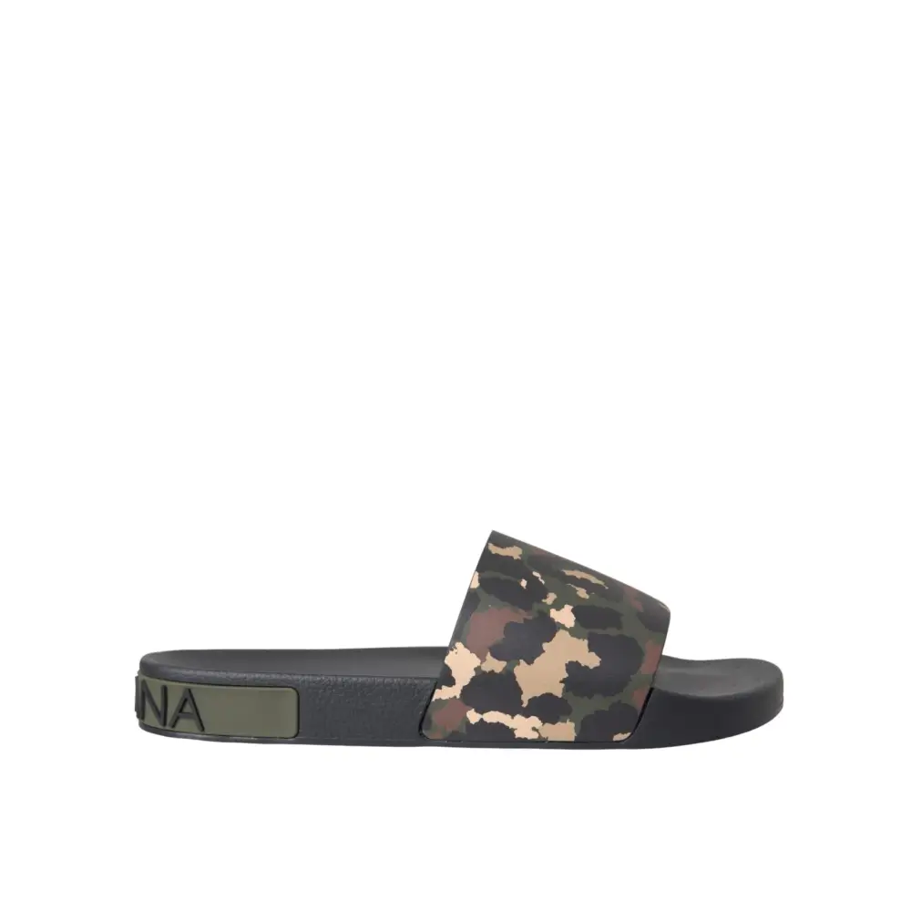 Dolce & Gabbana Multicolor Camouflage Leder Strandbekleidung Männer Schuhe - EU41/US8