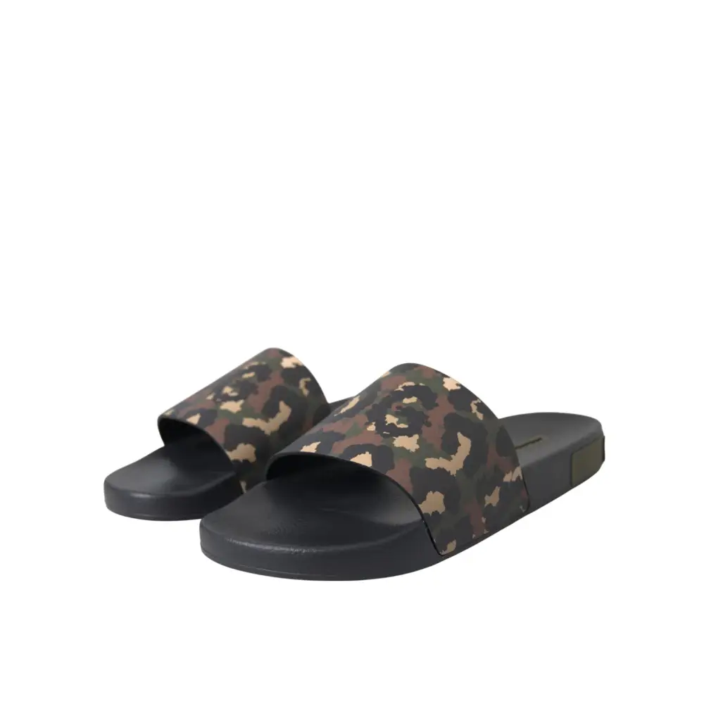 Dolce & Gabbana Multicolor Camouflage Leder Strandbekleidung Männer Schuhe - EU41/US8